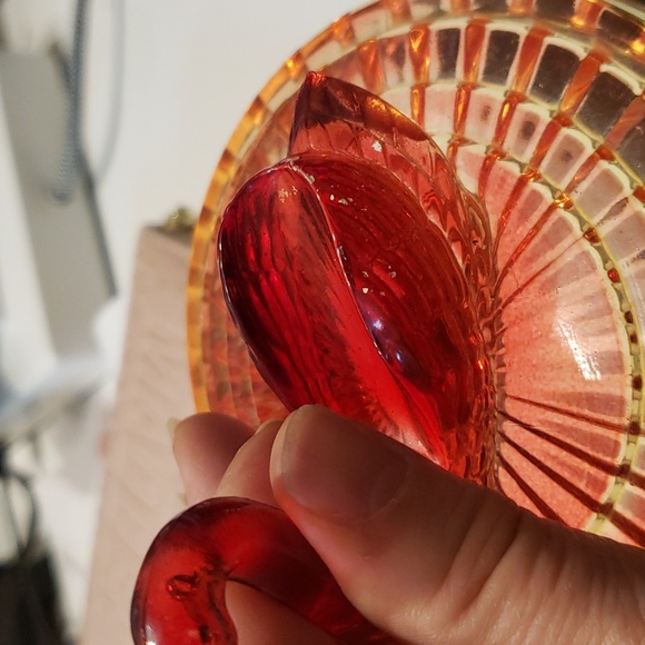 Adorable Art Deco glass powder dish with Lipstick holder - Picture 5 of 10
